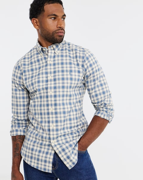 Polo Ralph Lauren Long Sleeve Check Oxford Shirt - Blue/Cream