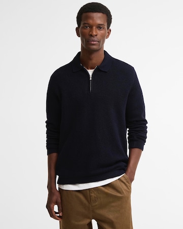Barbour Bearsted Knitted Zip Polo Shirt - Navy
