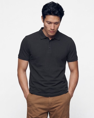 Pure Cotton Pique Polo Long Length- Black