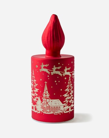 Regal Tidings Glass LED Light Up Candle - Santa Scene