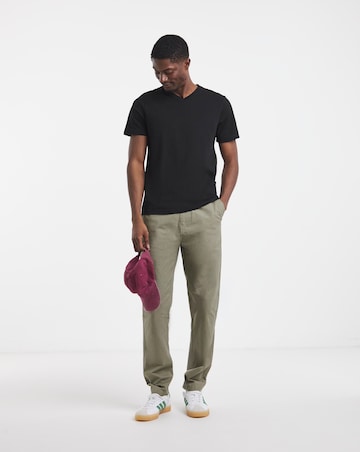 Pure Cotton V-Neck T-Shirt- Black