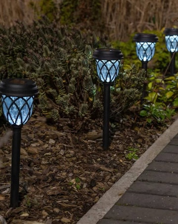 ValueLights Pack of 6 - Solar Powered Black Diamond Spike Lights Solar Light