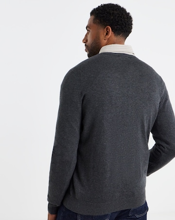 Cotton Knitted V Neck Jumper Long