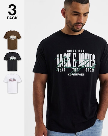 Jack & Jones Aero 3-Pack T-Shirt - Multi