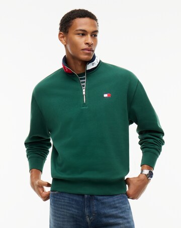 Tommy Jeans Branded Collar 1/4 Zip Sweatshirt - Green