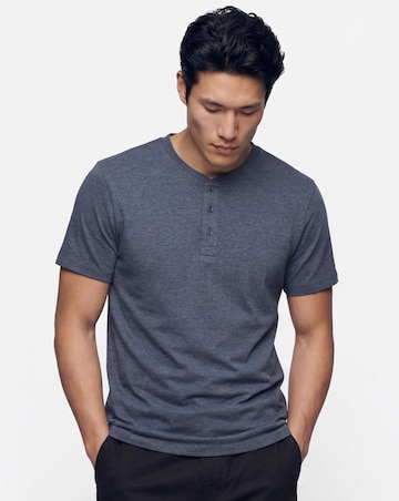 Short Sleeve Grandad T-Shirt Long Length- Denim Marl