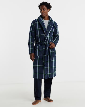 Check Borg Lined Fleece Dressing Gown