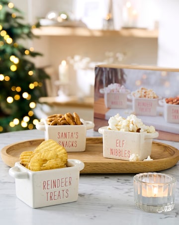 Set of 3 Ceramic Christmas Snack Bowls