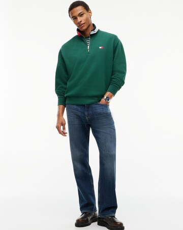 Tommy Jeans Branded Collar 1/4 Zip Sweatshirt - Green