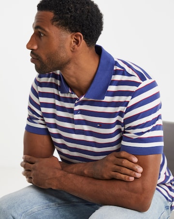 Tommy Jeans Short Sleeve Stripe Jersey Polo - Blue