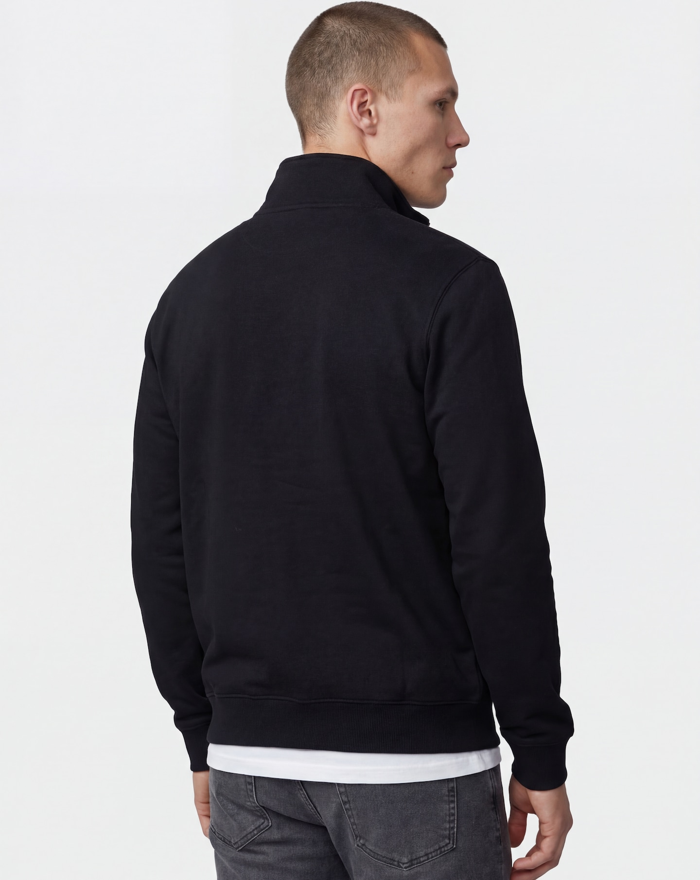 1/4 Zip Neck Sweatshirt Long- Black | Jacamo