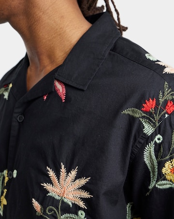 Only & Sons Edward Floral Embroided Shirt - Black