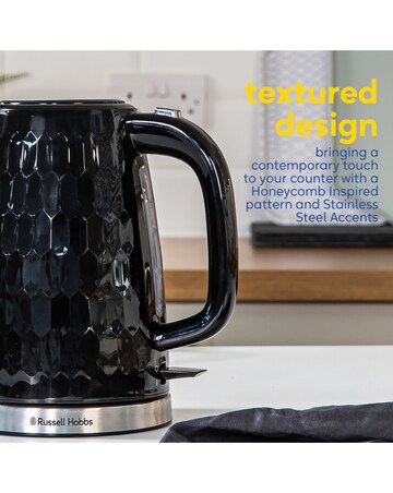 Russell Hobbs 26051 Textured Honeycomb Black Kettle