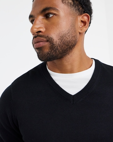 Cotton Knitted V Neck Jumper Long