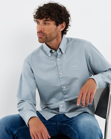 BOSS Long Sleeve Badge Logo Shirt - Grey