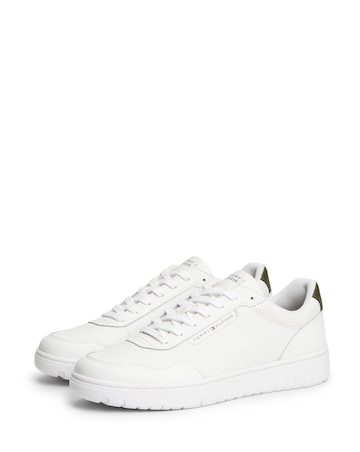 Tommy Hilfiger Basket Leather Trainers - Ecru/Olive