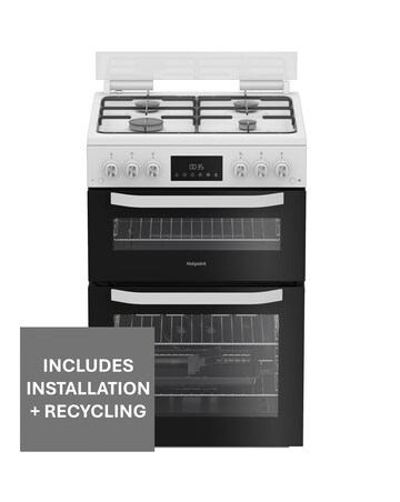 Hotpoint HTG6GDCW 60cm Gas Twin Cooker with Glass Lid - White Installation