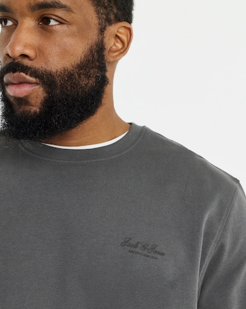 Jack & Jones Archive Small Logo Crew Sweat Top - Dark Grey