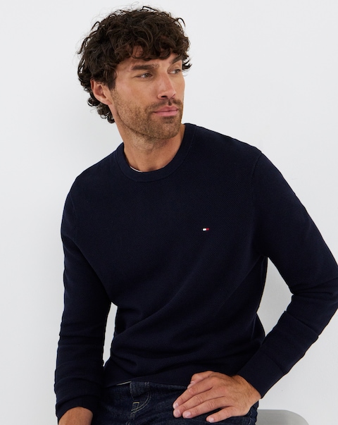 Tommy Hilfiger Essential Structure Crew Neck Jumper - Navy