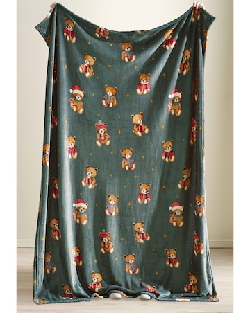 Catherine Lansfield Christmas Tartan Teddy Bears Throw