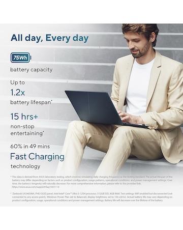 ASUS Zenbook OLED Laptop - 14in Intel Core Ultra 5, 16GB 512GB WUXGA - Blue