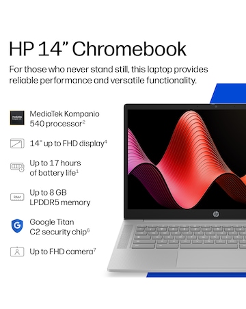 HP Chromebook 14 - 14a-nm0001nax 14in HD MediaTek 540 8GB 128GB Windows 11