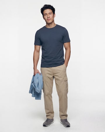Pure Cotton Crew Neck T-Shirt Extra Long Length- Navy