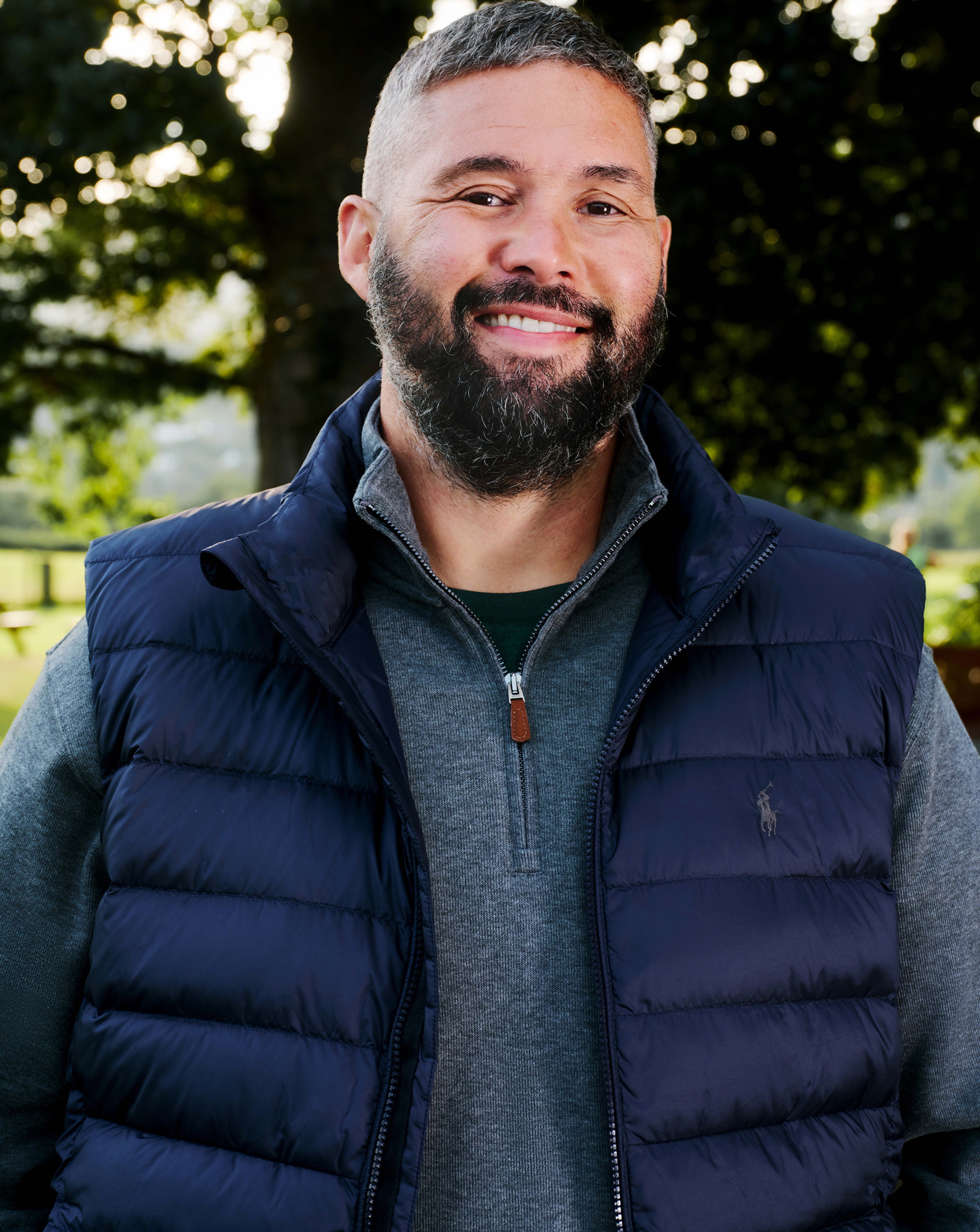 Tony Bellew wears Polo Ralph Lauren Packable Puffer Gilet - Navy