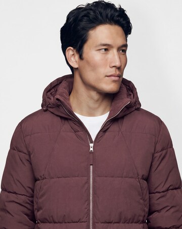 Burgundy Mid Length Puffer Jacket