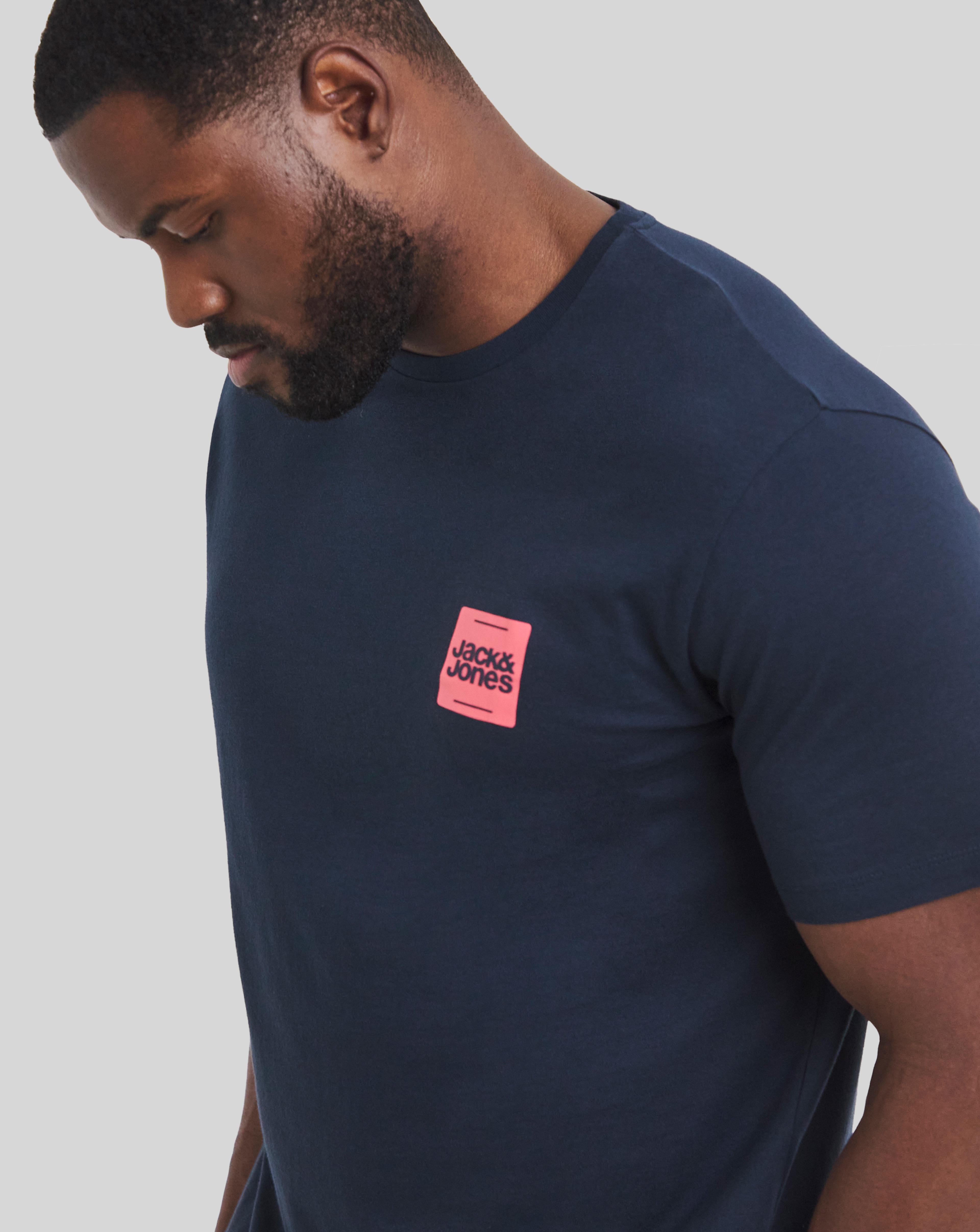 Model wears Jack & Jones Brandy 3 Pack Crew Neck T-Shirt - Multi