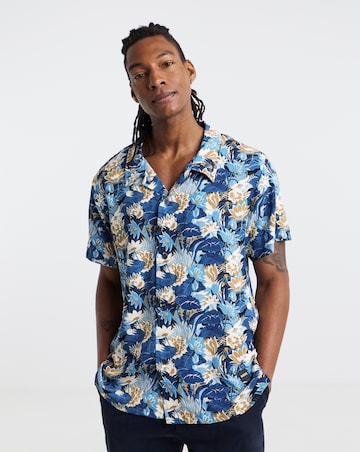 BOSS Printed Beach Shirt - Blue
