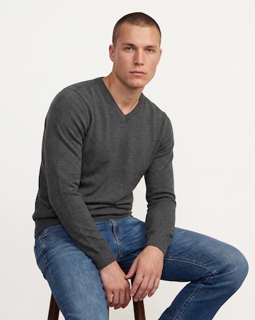 Cotton Knitted V Neck Jumper Long