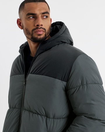 Jack & Jones Raze Hooded Puffer Coat - Grey