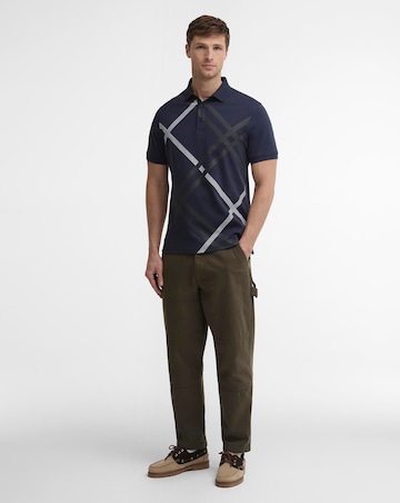 Barbour Short Sleeve Tartan Print Polo Shirt - Navy