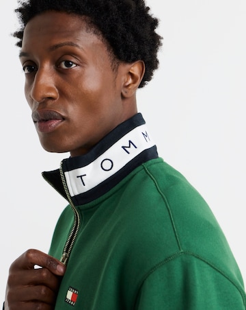 Tommy Jeans Branded Collar 1/4 Zip Sweatshirt - Green