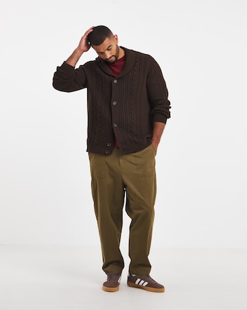 Cable Knitted Shawl Neck Cardigan