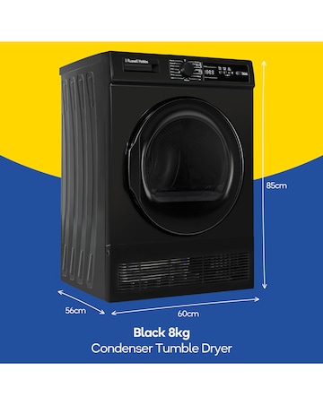 Russell Hobbs RH8CTD111B 8kg Condenser Tumble Dryer Black + Install