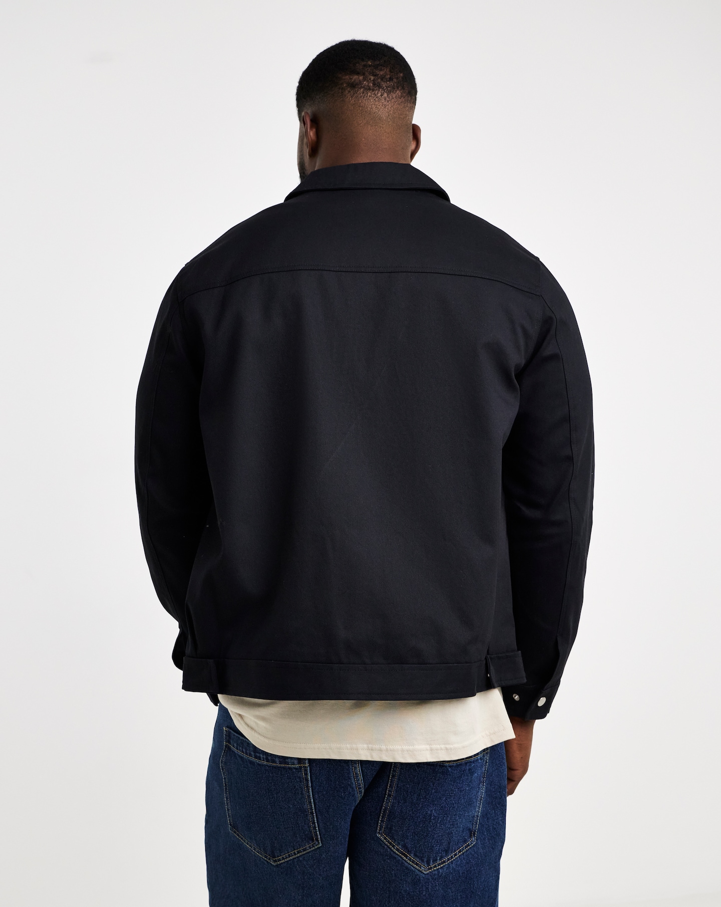 Black Zip Up Smart Harrington Jacket | Jacamo