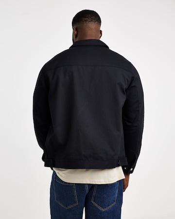 Black Zip Up Smart Harrington Jacket