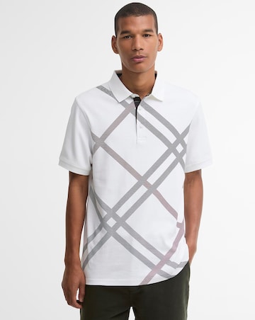 Barbour Short Sleeve Tartan Print Polo Shirt - White