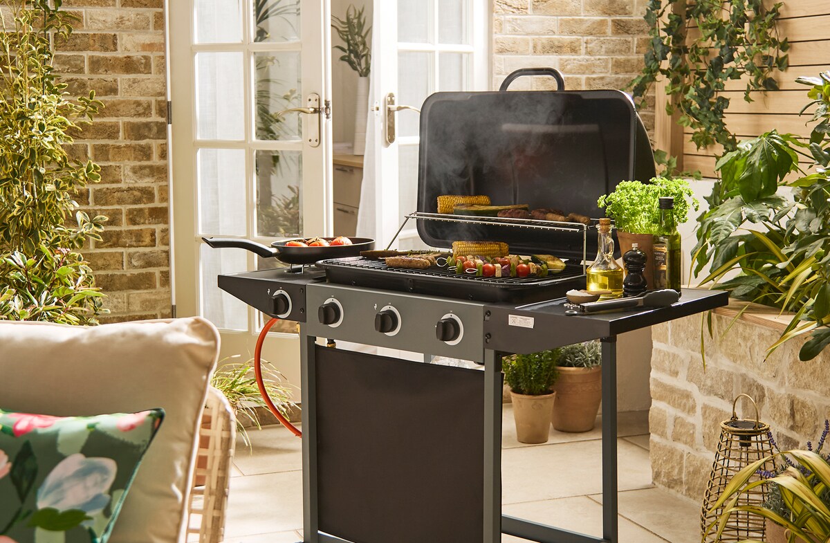 Double Oil Drum Charcoal BBQ is pictured