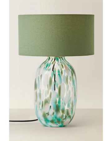 ValueLights Belinda Green Confetti Glass Table Lamp