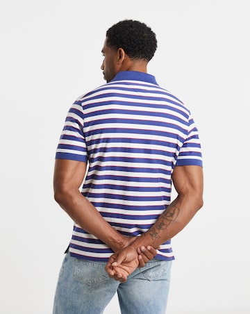 Tommy Jeans Short Sleeve Stripe Jersey Polo - Blue