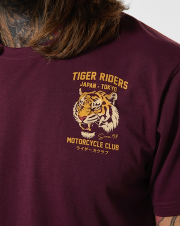 Joe Browns Tiger Riders Back Print T-Shirt - Burgundy