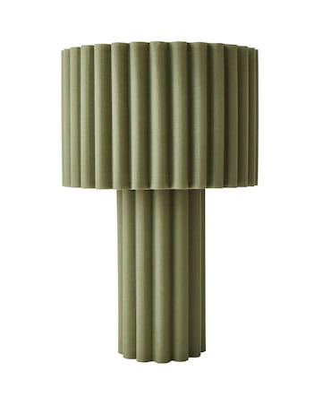 ValueLights Lenny Moss Green Ribbed Fabric Table Lamp