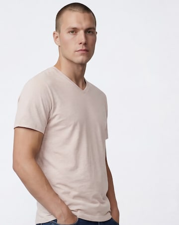 V Neck T-Shirt Long - Pink Marl