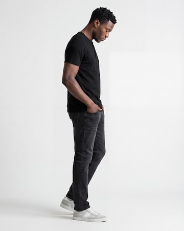 Pure Cotton Grandad T-Shirt- Black