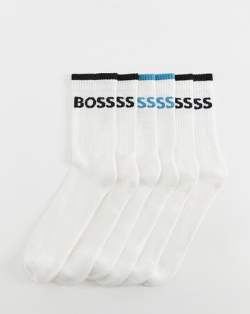BOSS 6 Pack Stripe Sport Socks - White