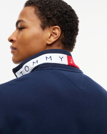 Tommy Jeans Branded Collar 1/4 Zip Sweatshirt - Navy