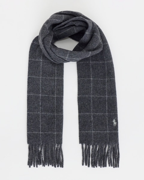 Polo Ralph Lauren Wool Blend Reversible Scarf - Charcoal